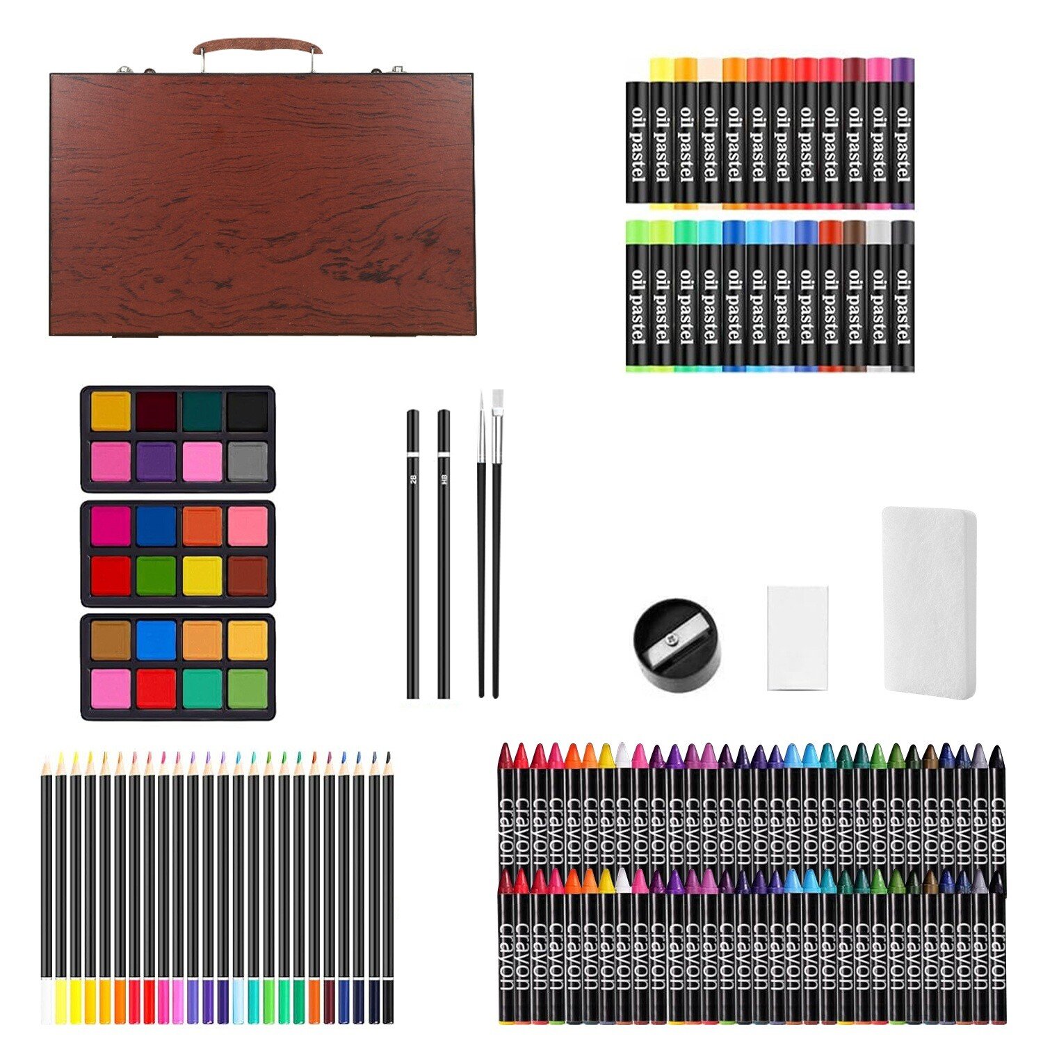 140pcs Art Supplies Artist Studio Creativity Set with Wood Box Case Art Painting - Image 2