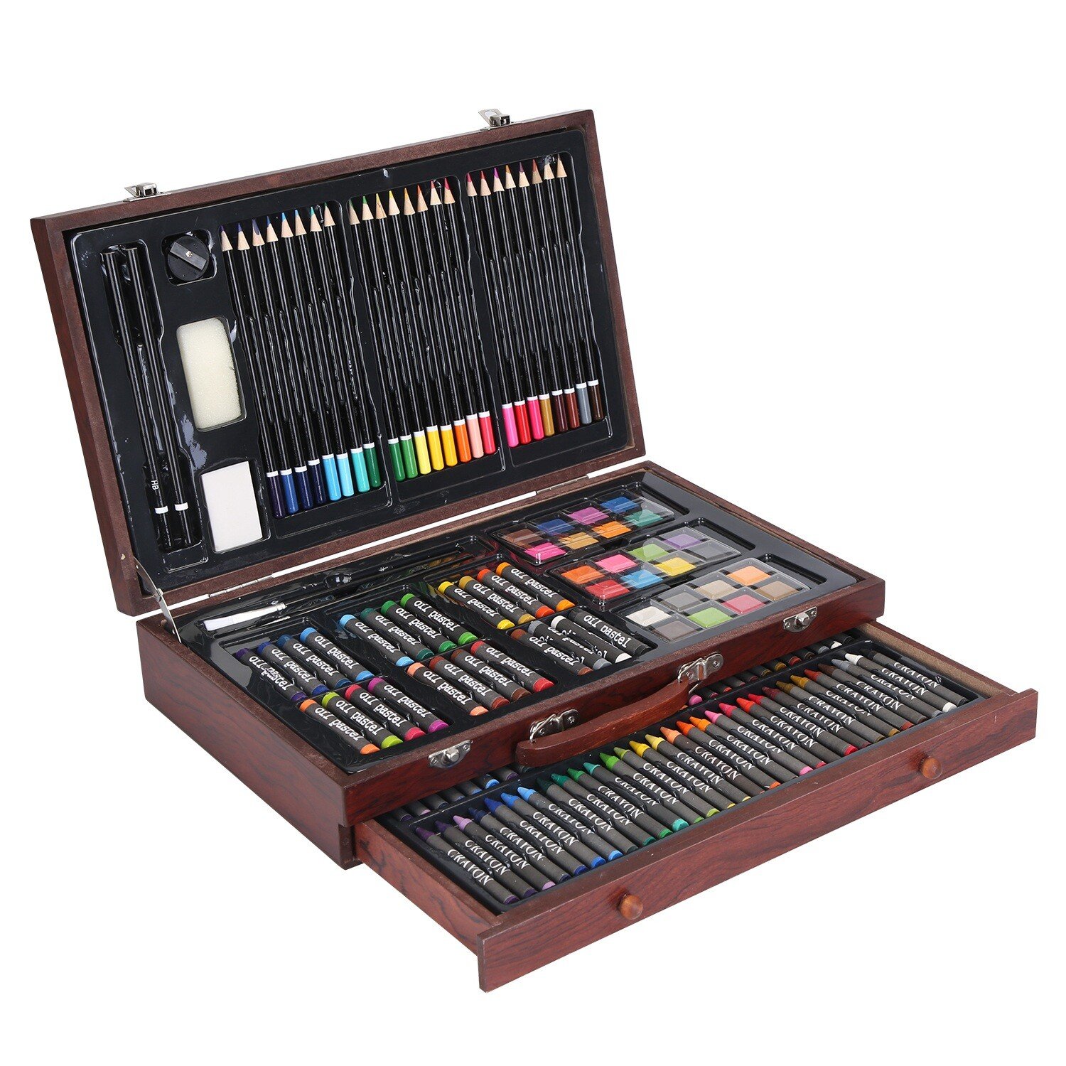 140pcs Art Supplies Artist Studio Creativity Set with Wood Box Case Art Painting - Image 4