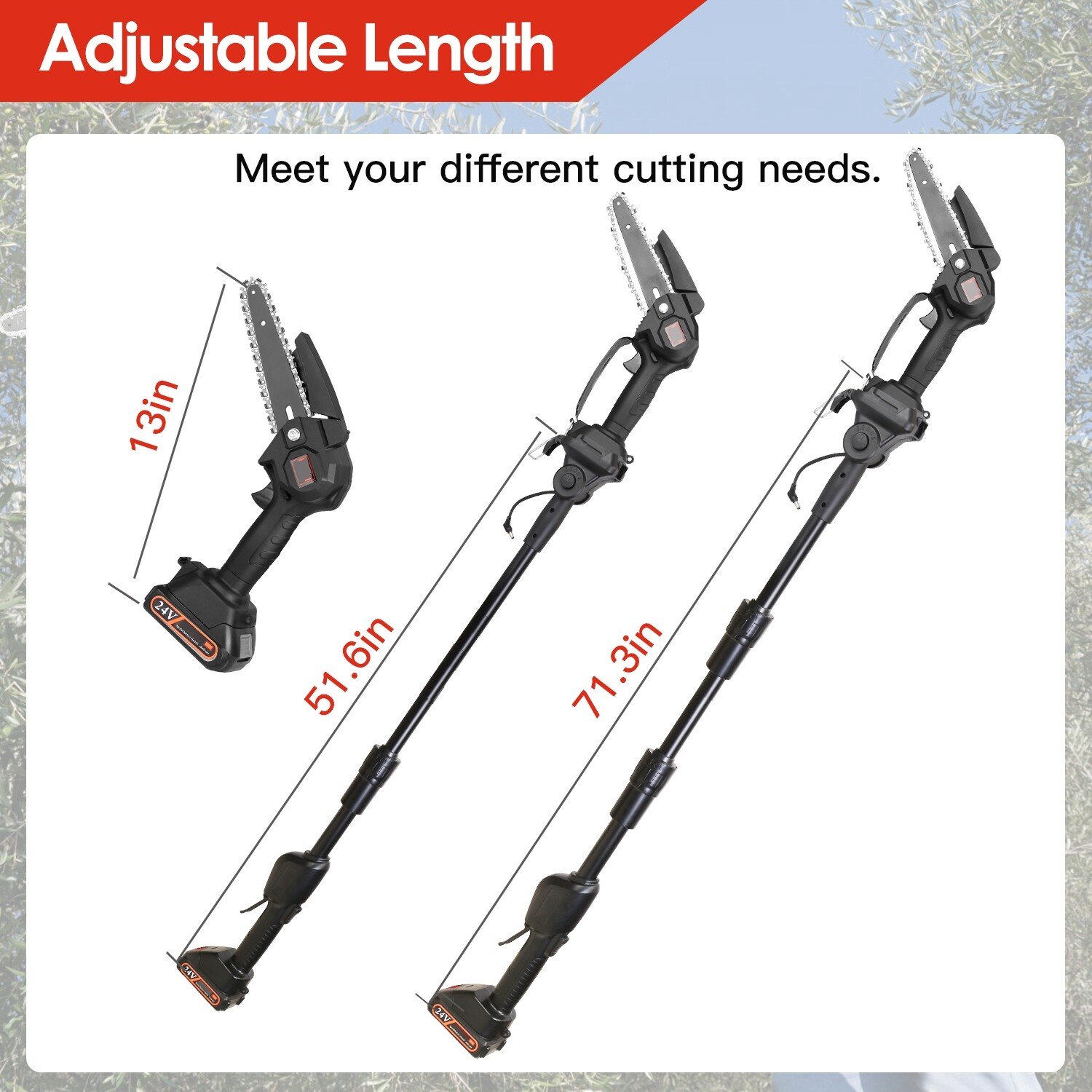 2-in-1 Electric Pole Saw&Mini Chainsaw Chainsaw Length Adjustable Chain Saw Tool - Image 3