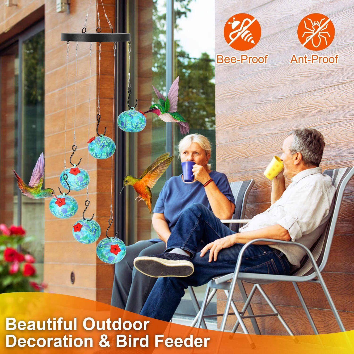 Wind Chimes Hummingbird Bird Feeder Outdoors Hanging Ant Bee Proof Outside Decor 717971905578 - Image 4