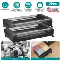 2Pcs Under Bed Storage Containers Rolling Clothing Bedroom Drawers Save Space US
