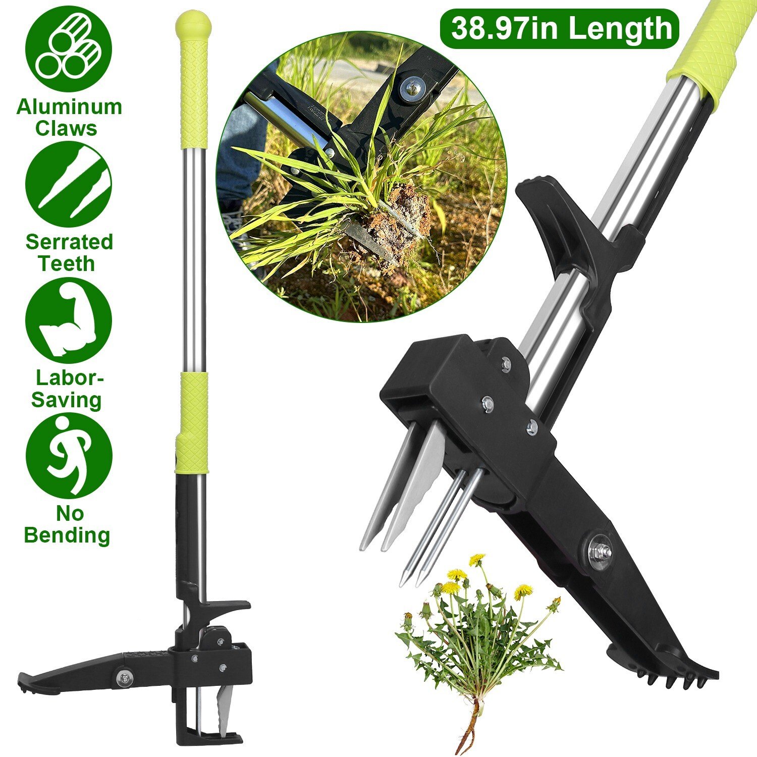 Weeder Puller Stand Up Weed Tool with 39" Handle Garden Weed Root Remover Killer - Image 2