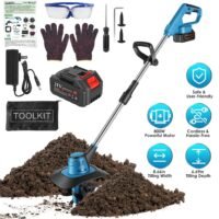 800W 21V Cordless Tiller Cultivator 300RPM Electric Garden Tiller 3.0Ah Battery 730056006144