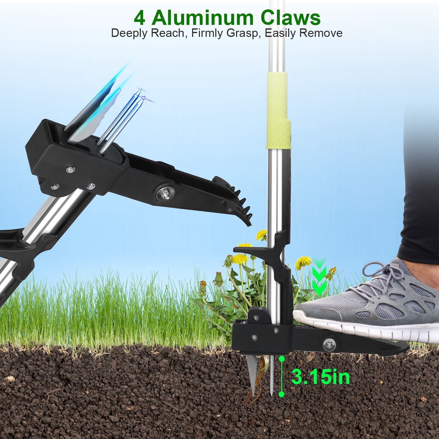 Weeder Puller Stand Up Weed Tool with 39" Handle Garden Weed Root Remover Killer - Image 4