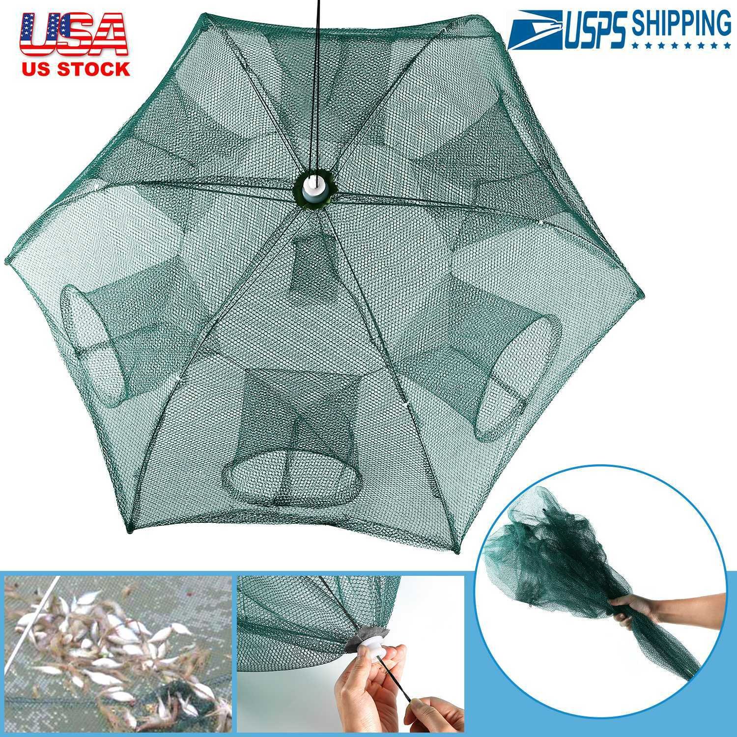 Fishing Trap Net Crab Net Fish Shrimp Minnow Bait Cast Mesh Trap Automatic Folde