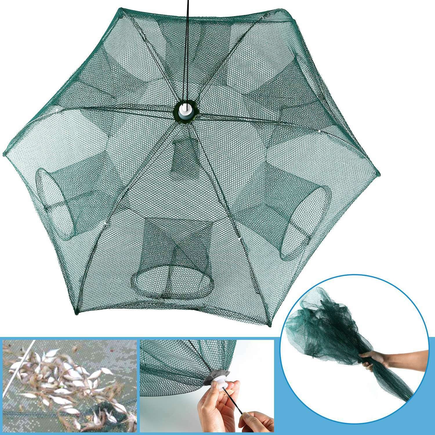 Fishing Trap Net Crab Net Fish Shrimp Minnow Bait Cast Mesh Trap Automatic Folde - Image 2