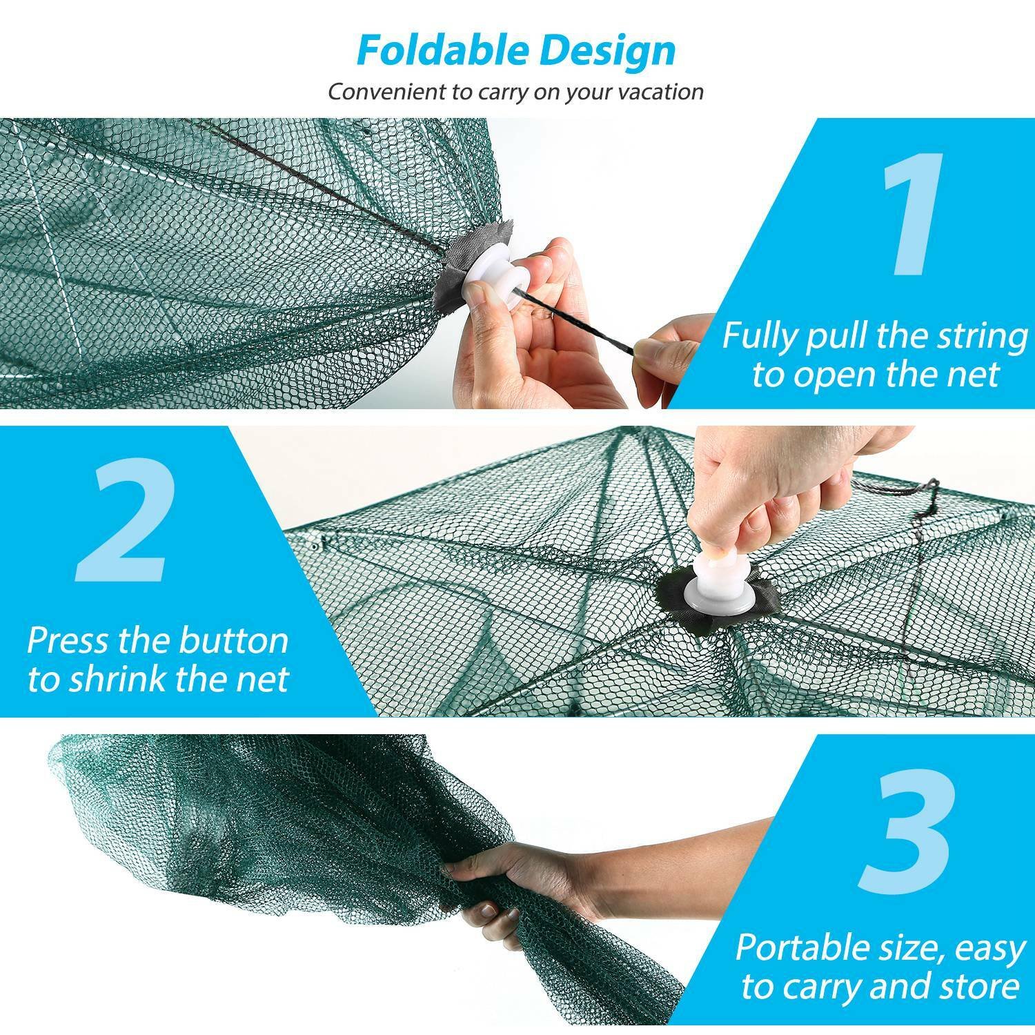 Fishing Trap Net Crab Net Fish Shrimp Minnow Bait Cast Mesh Trap Automatic Folde - Image 5