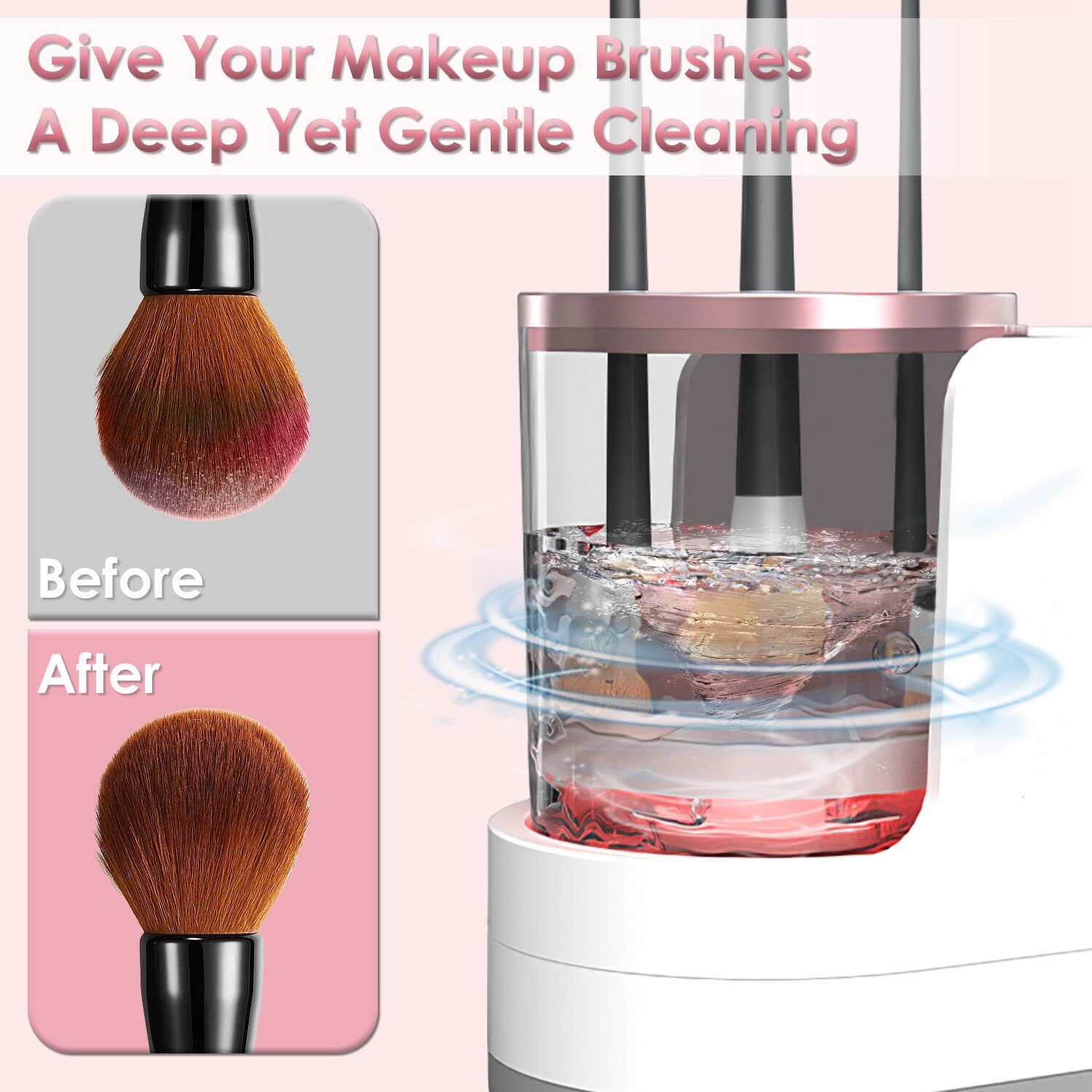 Electric Makeup Brush Cleaner Machine with Timer Digital Display Cleaning Drying - Image 2