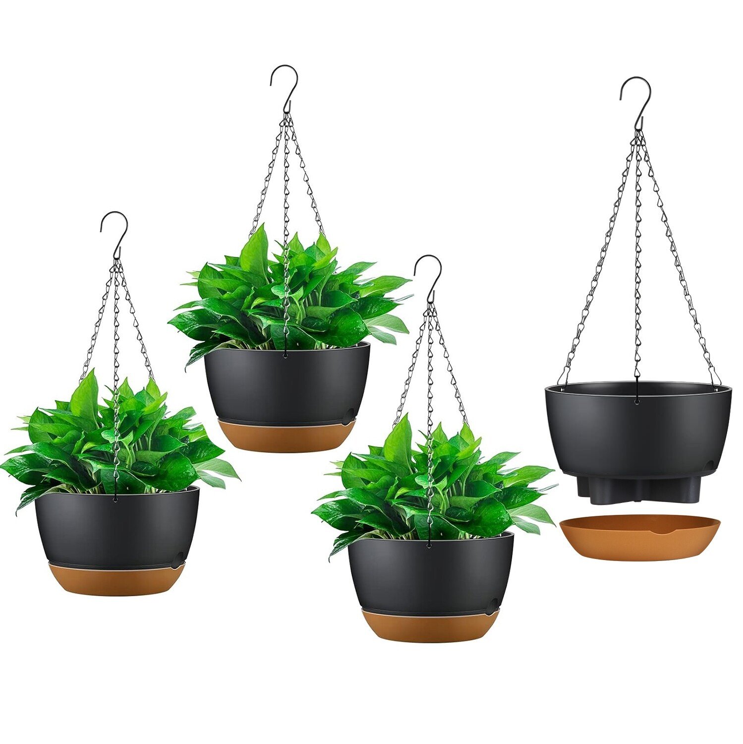 4 Pack Decorative Hanging Planter Pot for Living Spaces Garden Drainage Holes - Image 2