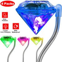 4PCS Solar Lights Color Changing Stake Lamp for Yard Pathway Decor Waterproof