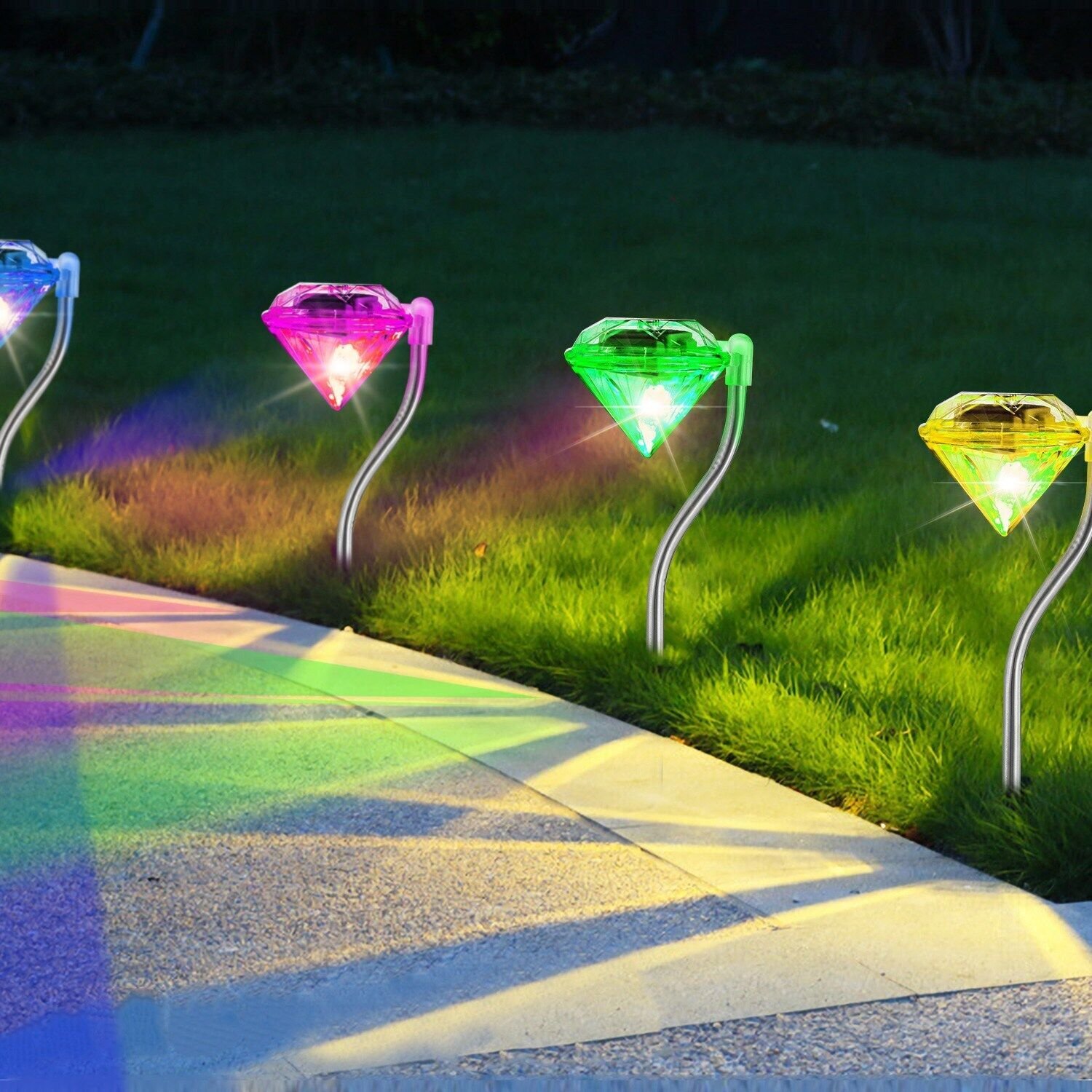 4PCS Solar Lights Color Changing Stake Lamp for Yard Pathway Decor Waterproof - Image 3