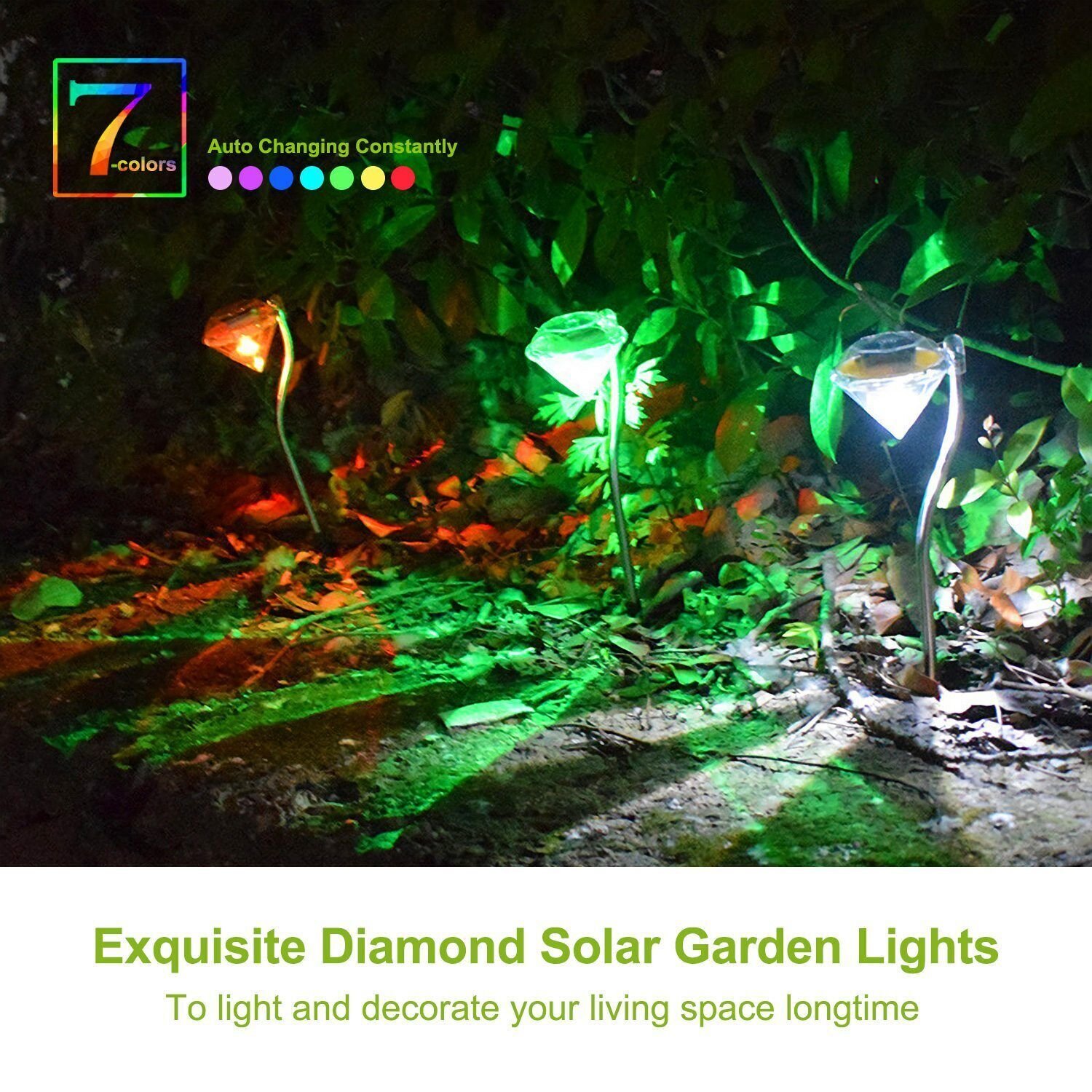 4PCS Solar Lights Color Changing Stake Lamp for Yard Pathway Decor Waterproof - Image 4