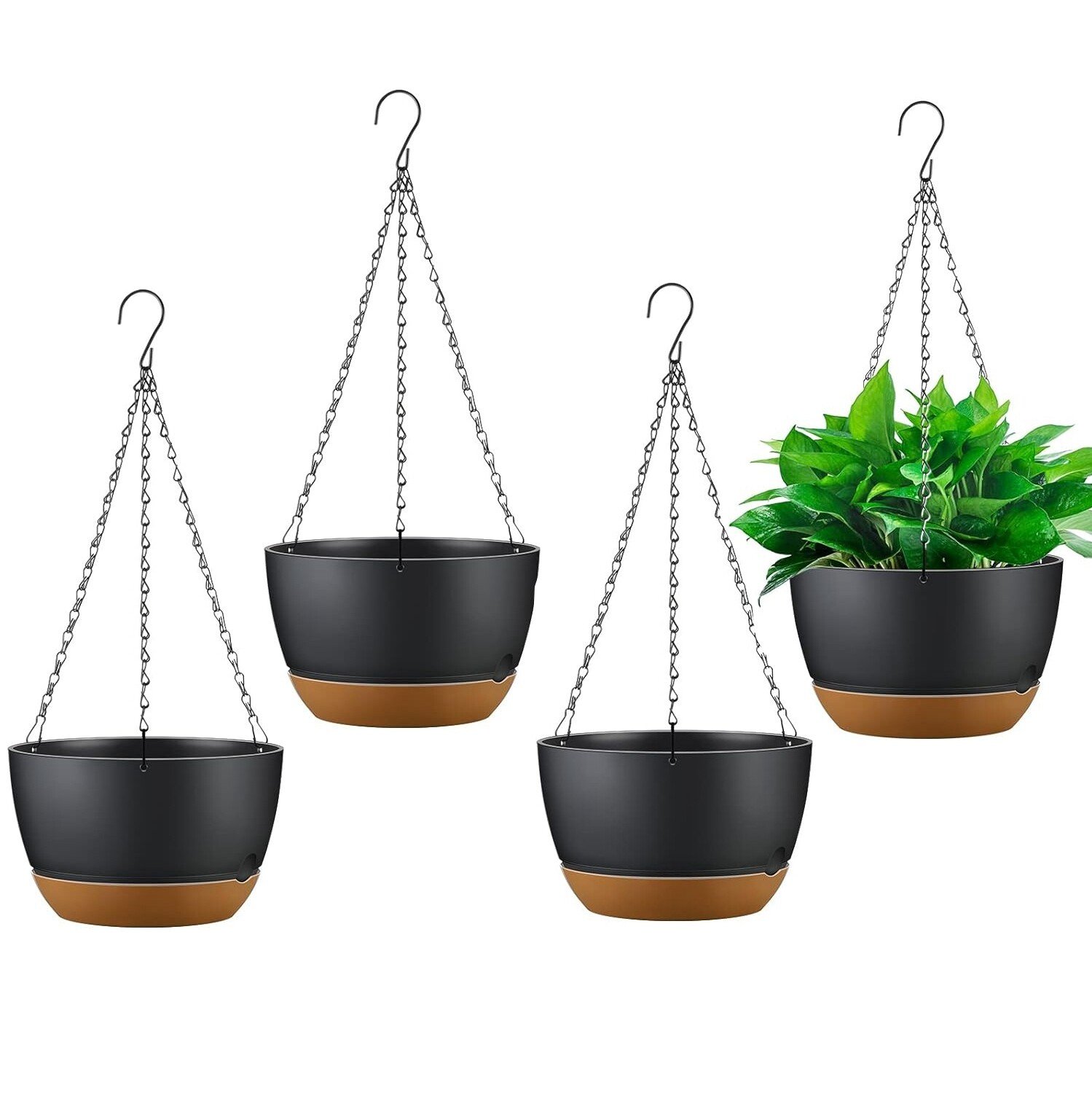 4 Pack Decorative Hanging Planter Pot for Living Spaces Garden Drainage Holes - Image 3