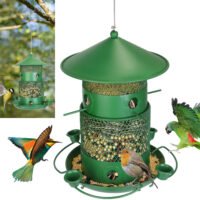 Metal Bird Feeder for Outdoor Hanging Bird Lovers Squirrel Proof w/ 4 Water Cups