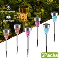 6x Outdoor Stainless Steel Solar LED Light Garden Landscape Lamp Mosaic Light US