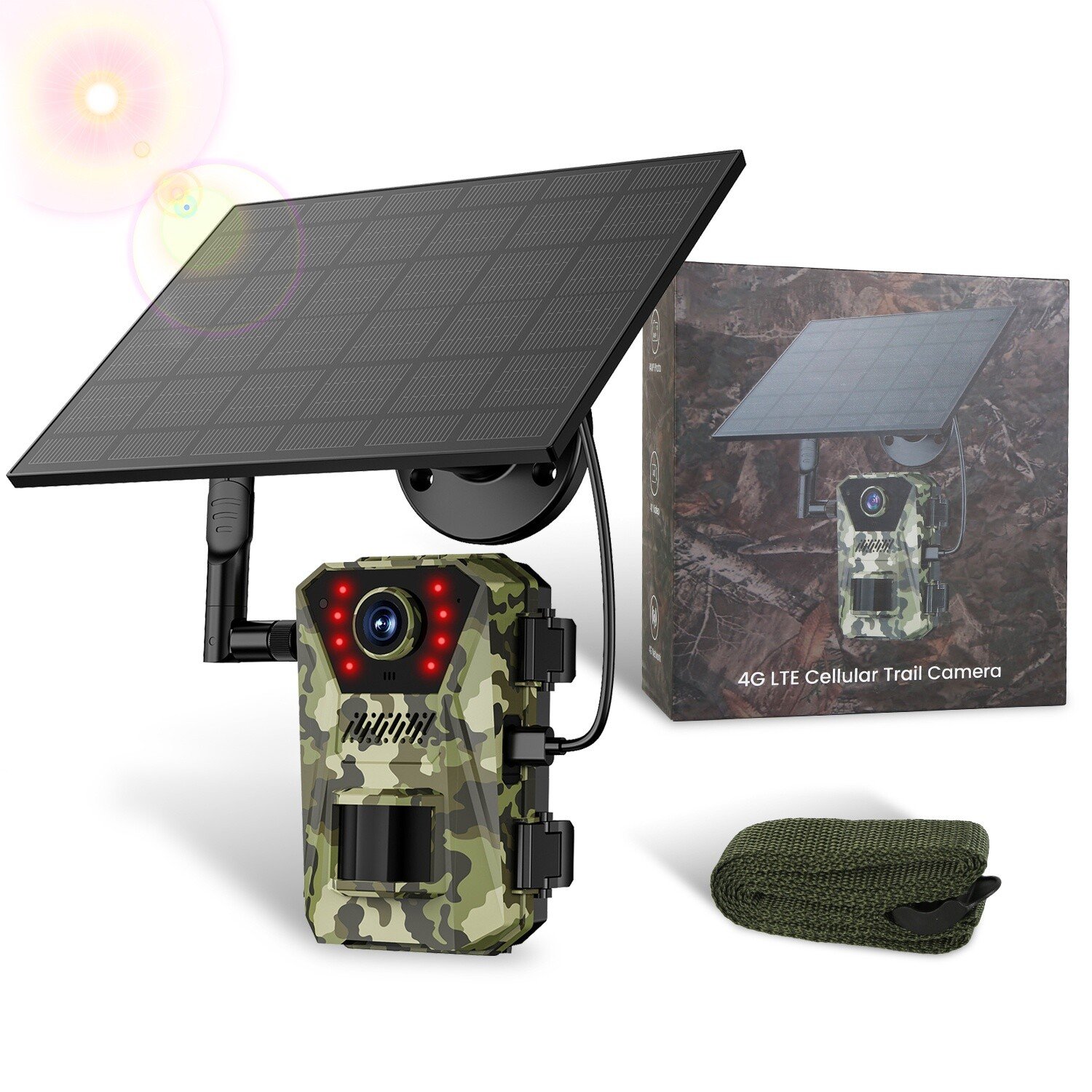 4G 14MP 4K Solar Trail Camera Hunting Night Vision Outdoor Wildlife Camera IP66