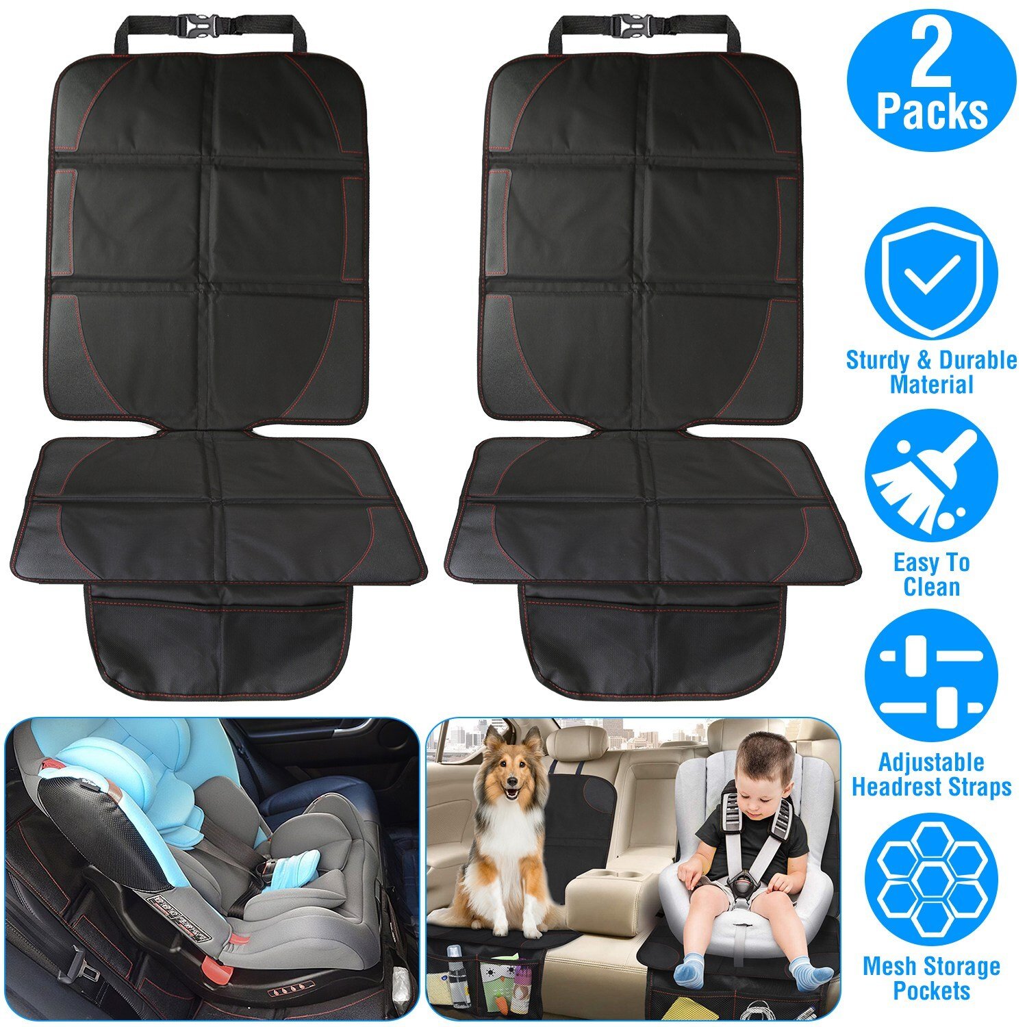 2Pcs Car Seat Cover Protector Padded Mat Child Baby Non-slip Car Universal Pad