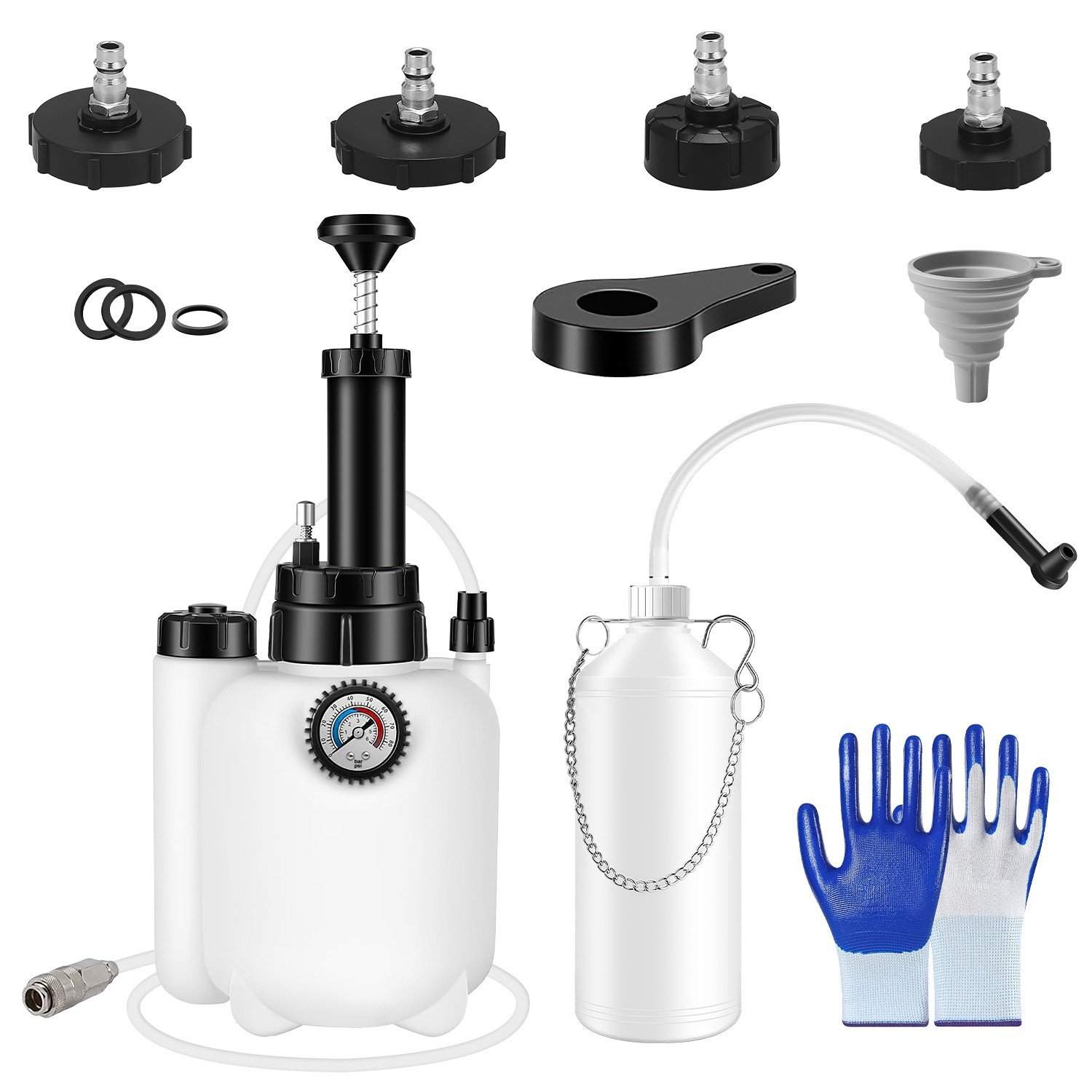 3L Brake Bleeder Kit Manual Fluid Vacuum Pump with 4 Master Cylinder Adapters - Image 5