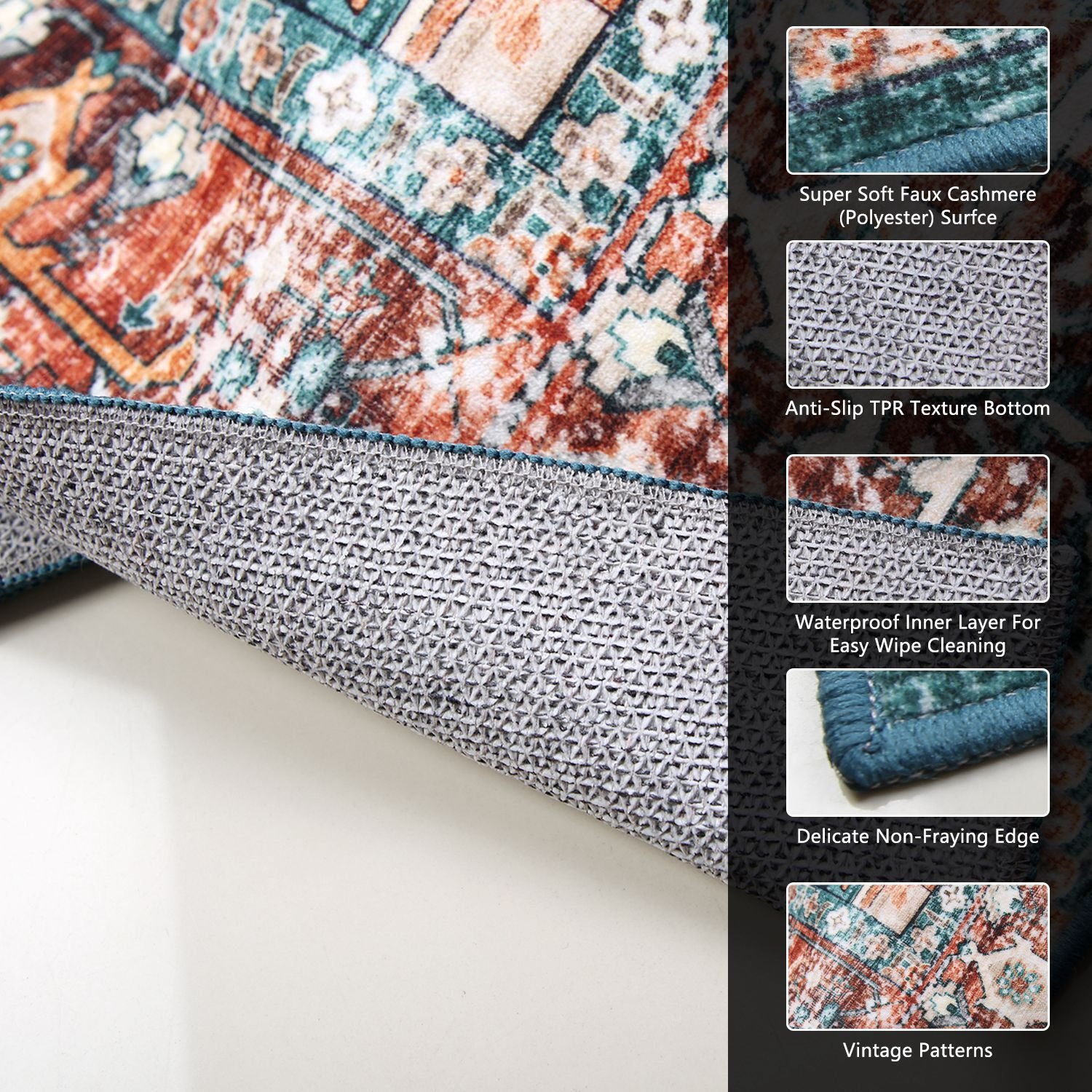 8x10FT Modern Area Rug Machine Washable Rugs for Living Room Non Slip Carpet - Image 5