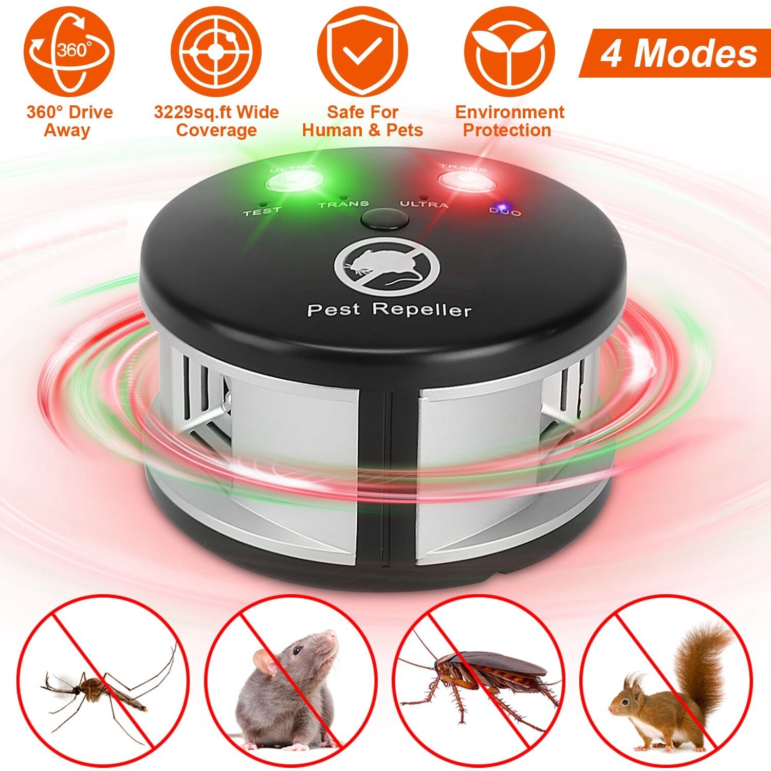 360° Ultrasonic Pest Repeller Electronic Pest Control Mice Rat roaches Repellent - Image 2
