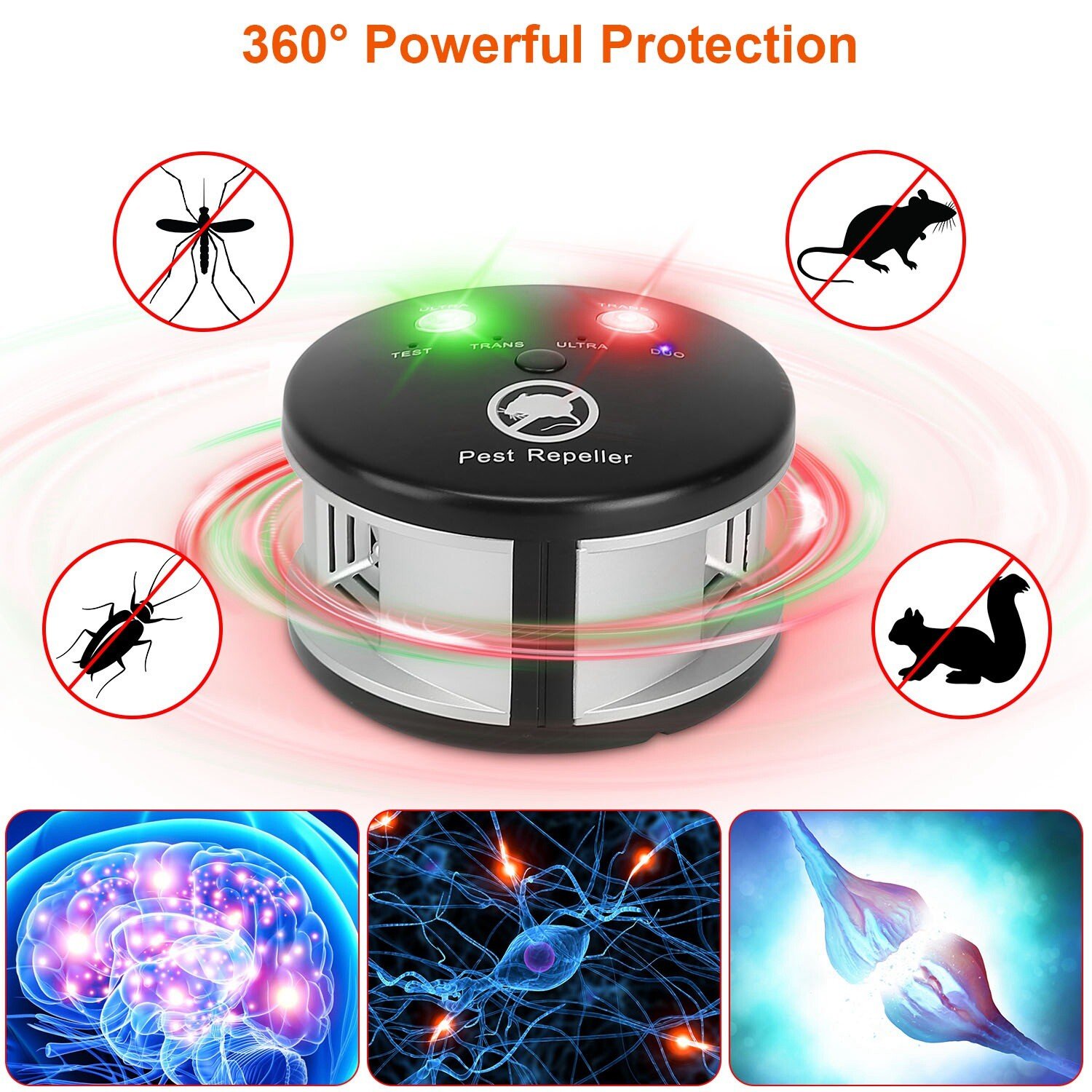 360° Ultrasonic Pest Repeller Electronic Pest Control Mice Rat roaches Repellent - Image 5