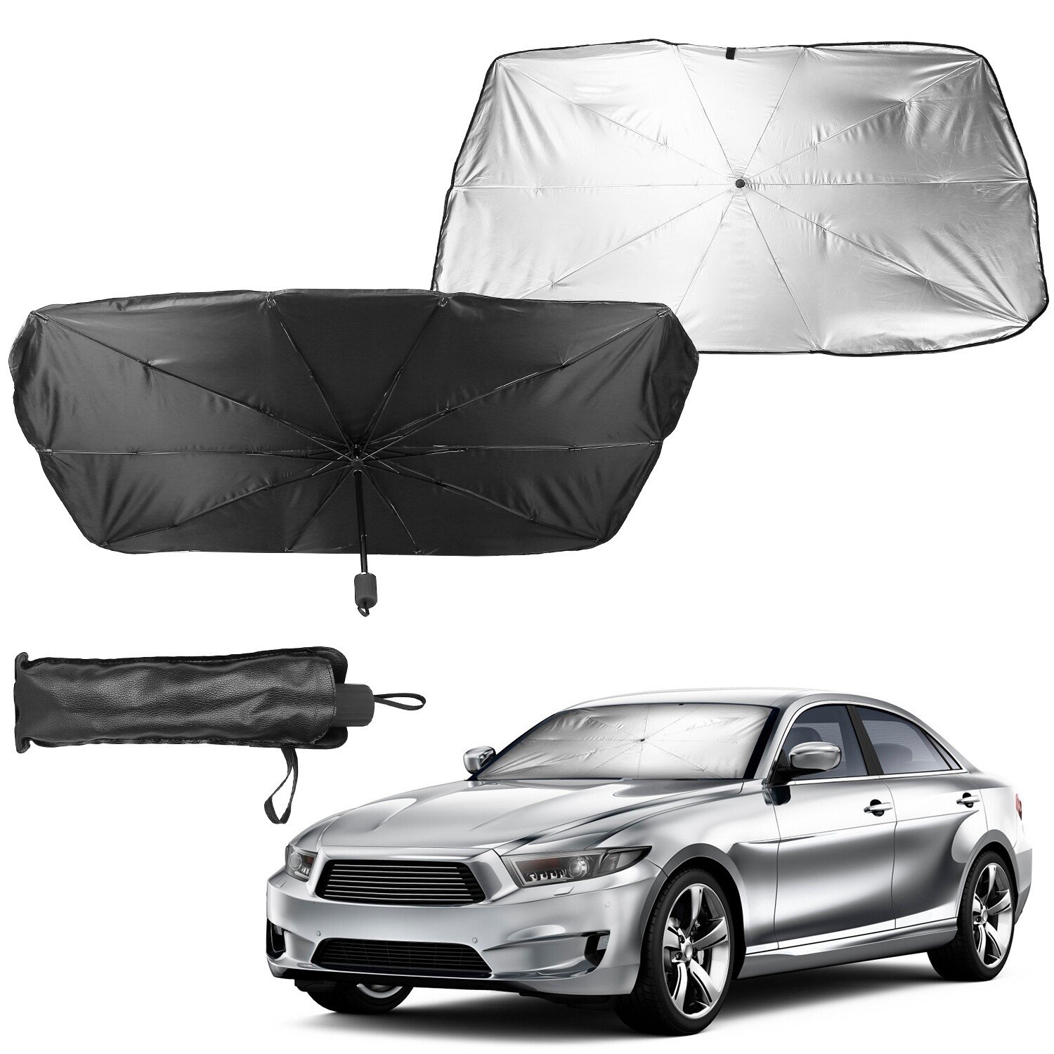 New Car Windshield Foldable Umbrella Front Window Cover Visor Umbrella - Image 2