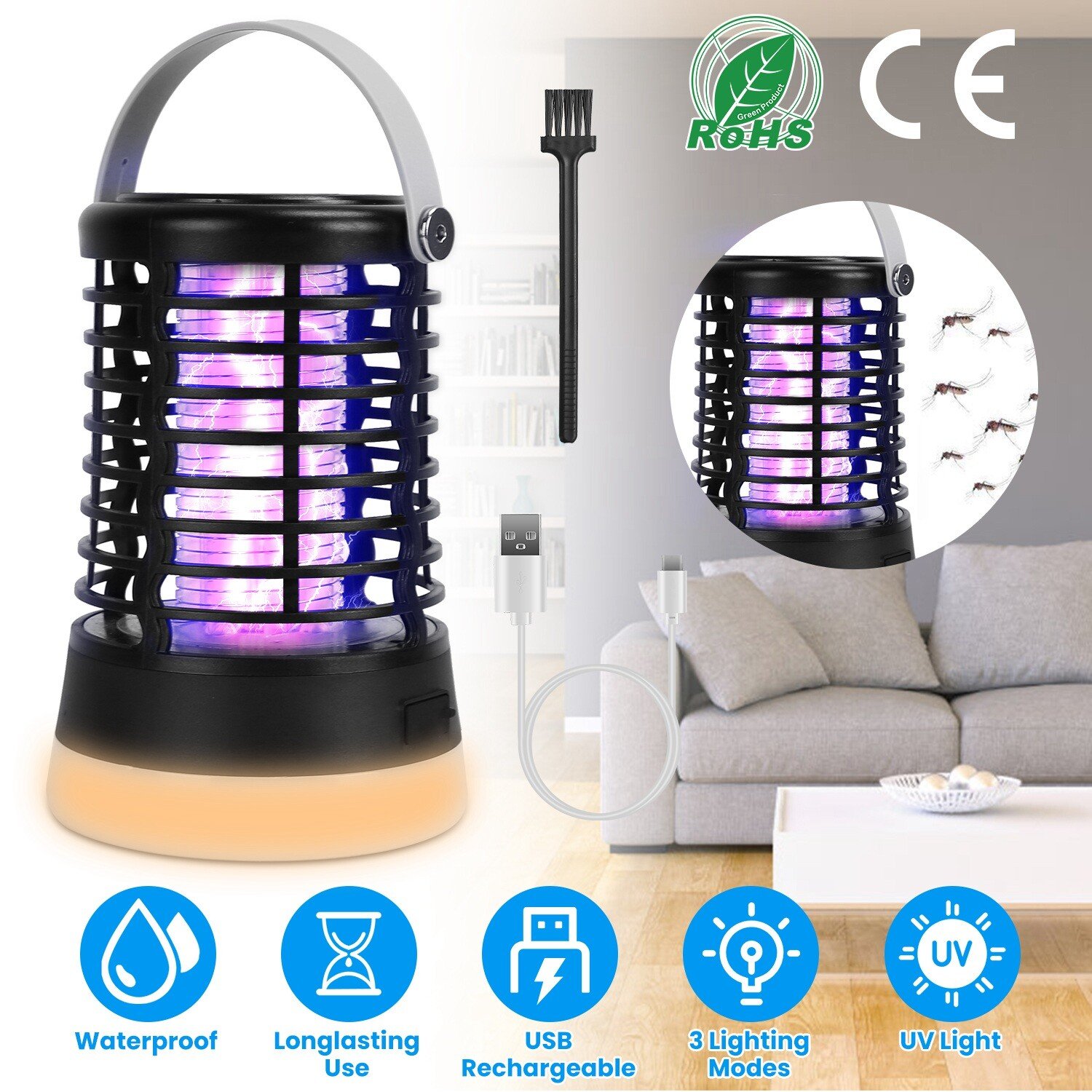 3 Lighting Modes Electric Mosquito Killer Light Fly Bug Pest Insect Zapper Trap - Image 2