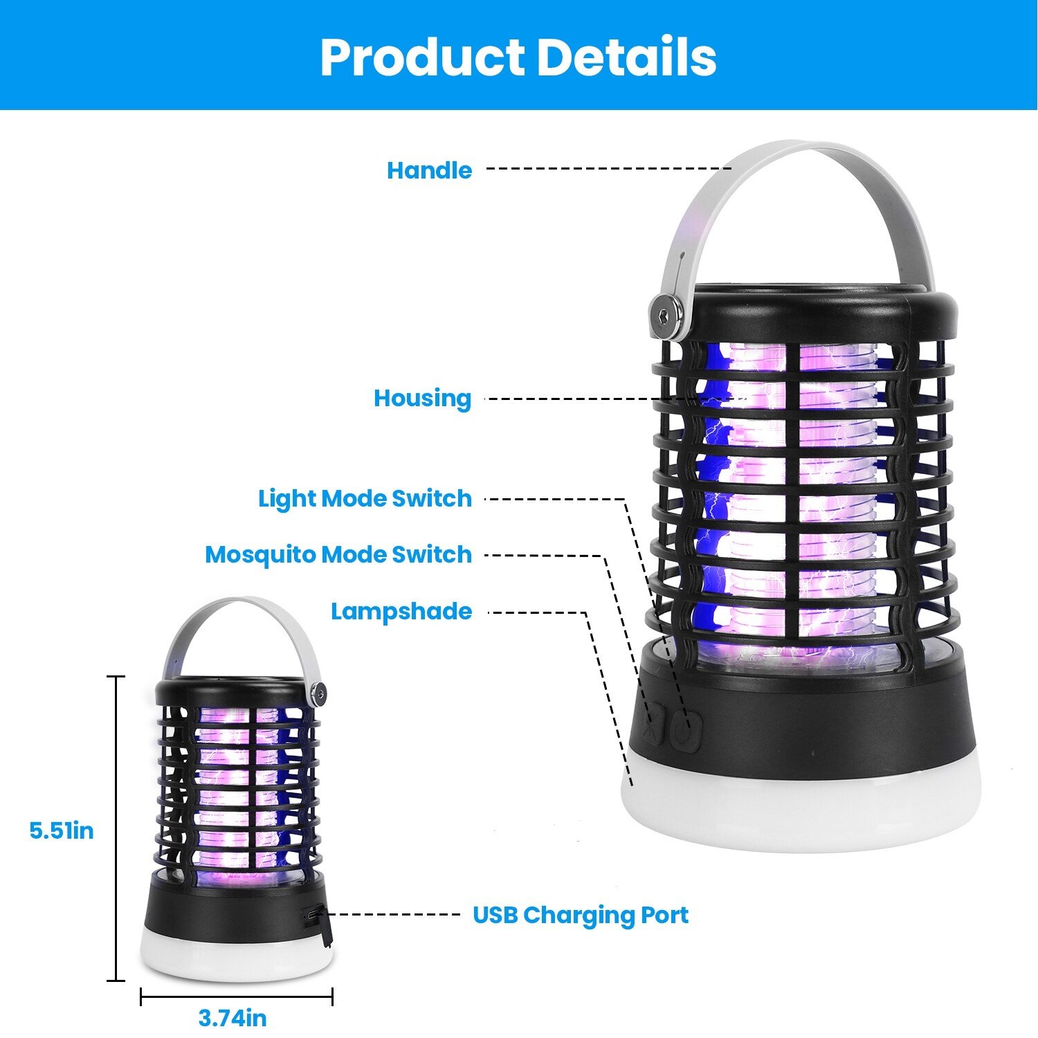 3 Lighting Modes Electric Mosquito Killer Light Fly Bug Pest Insect Zapper Trap - Image 3