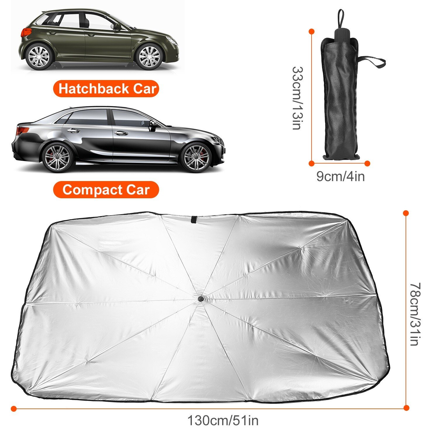 New Car Windshield Foldable Umbrella Front Window Cover Visor Umbrella - Image 4