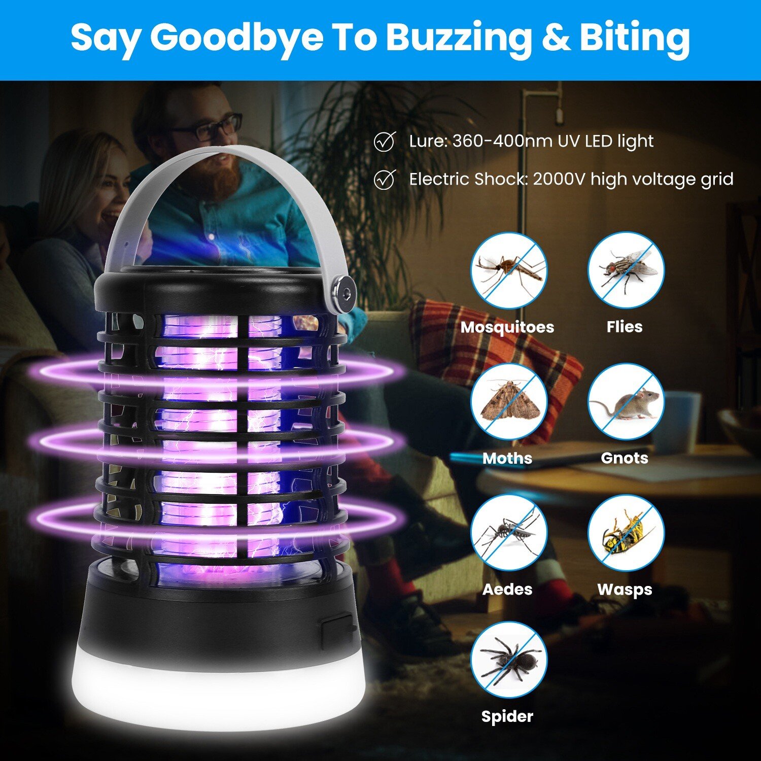 3 Lighting Modes Electric Mosquito Killer Light Fly Bug Pest Insect Zapper Trap - Image 4