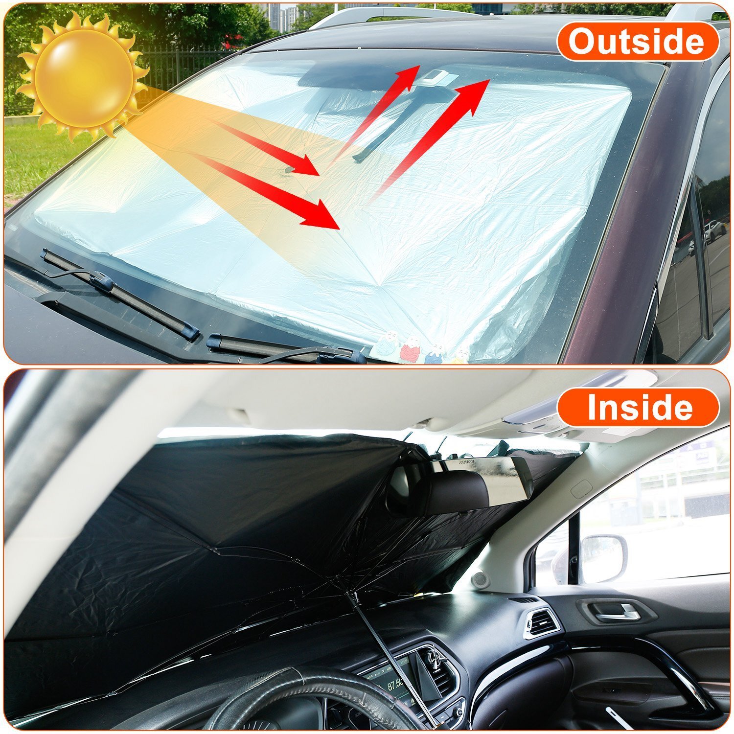 New Car Windshield Foldable Umbrella Front Window Cover Visor Umbrella - Image 5