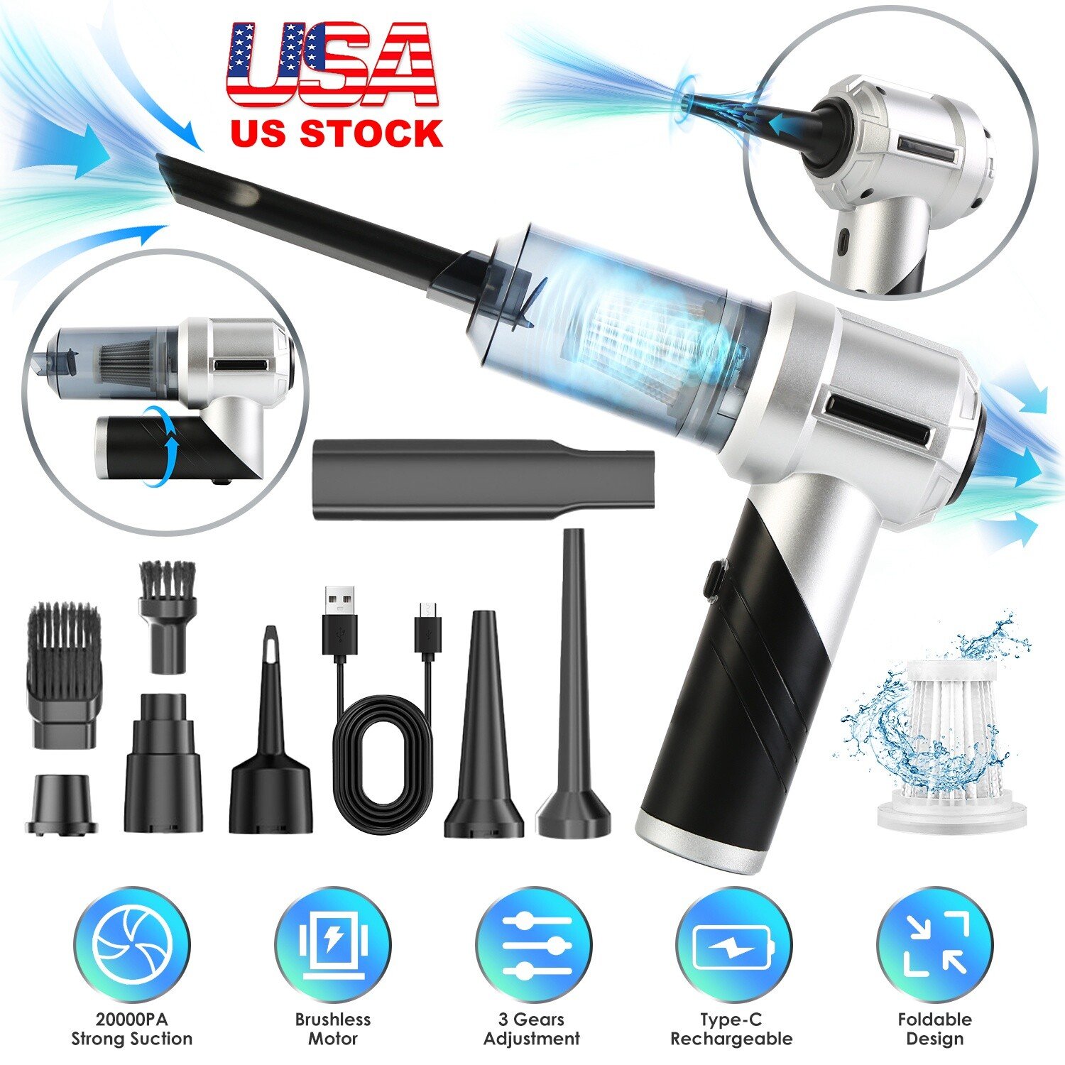 4-In-1 20000PA Cordless Hand Held Vacuum Cleaner Portable Car Auto Home Wireless - Image 2