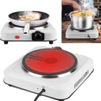 1000W Electric Single Burner Hot Plates w/ 7.5" Glass Cooktop Stove for Cooking