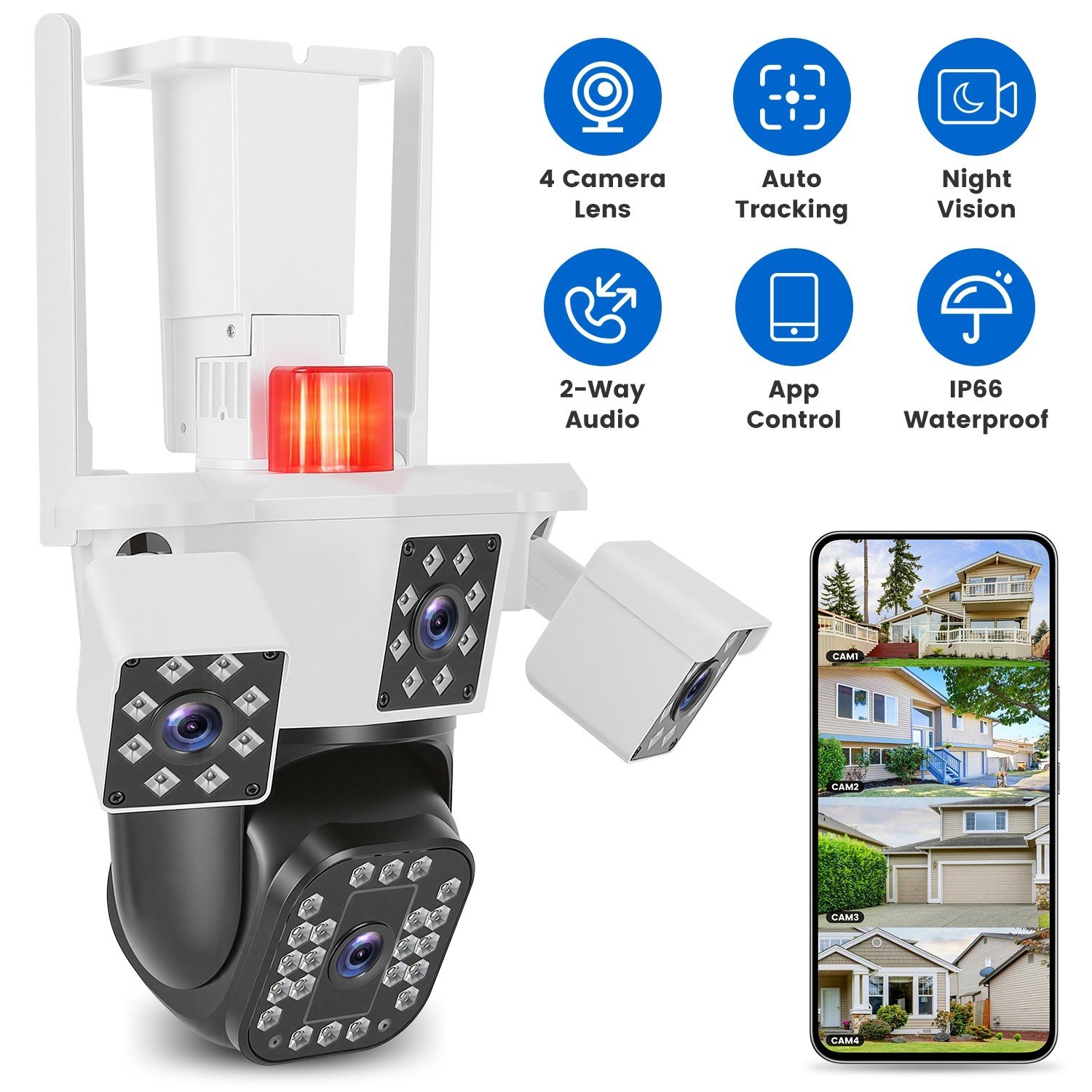 4-Lens Wireless Security Cameras System 360° WiFi Pan & Tilt Surveillance Camera 730056005406 - Image 3