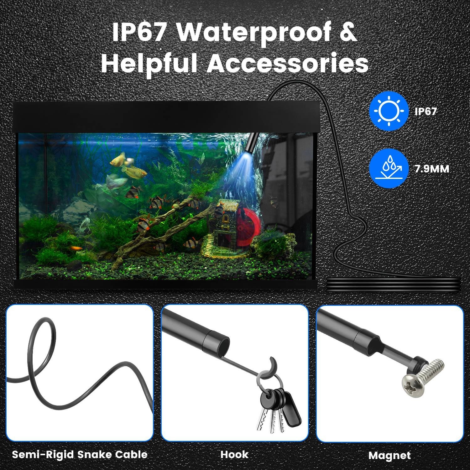 1920P Endoscope Camera Borescope 16.4FT Waterproof Inspection Cable APP Control - Image 5