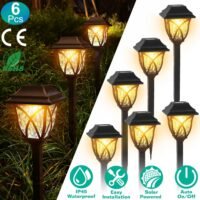 6 Pack Solar LED Stake Pathway Lights Ripple Yard Decor Auto On/Off Waterproof