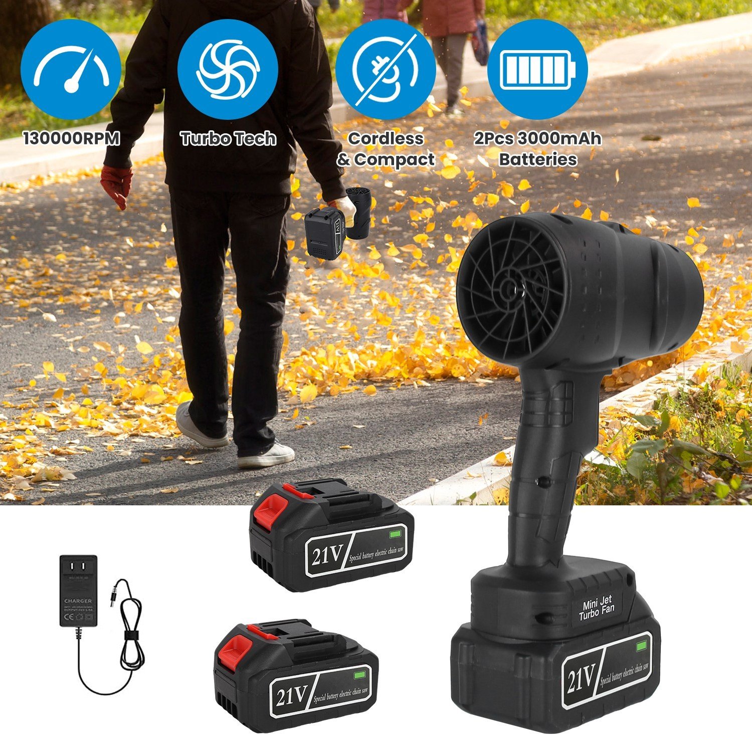 Cordless Leaf Blower Portable Dust Cleaner Handheld Lightweight Blower 130000RPM - Image 2