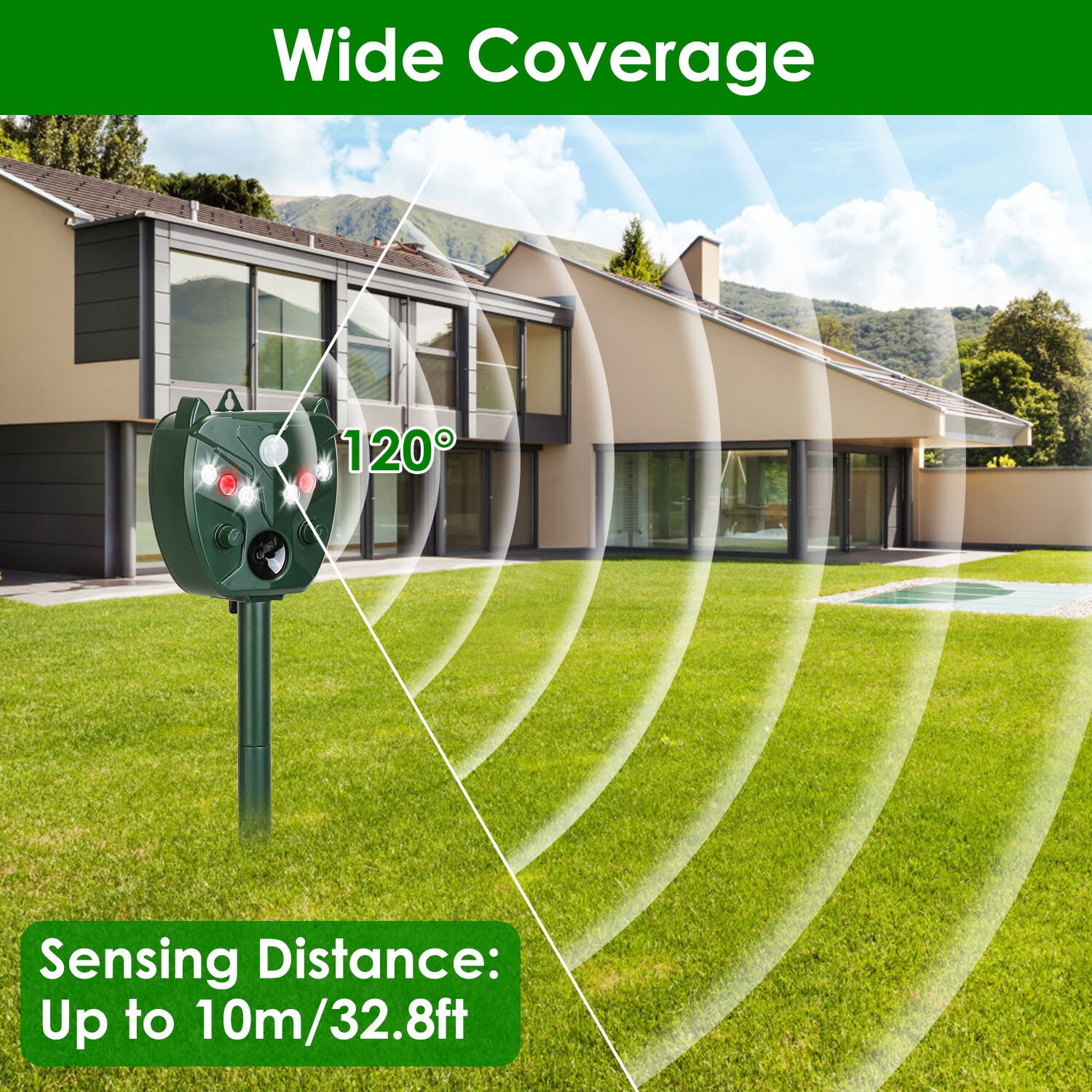 Animal Repeller Ultrasonic Solar Outdoor Pest Mole Snake Squirrel - Image 5