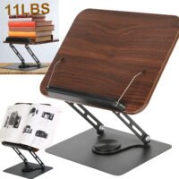 360° Rotating Foldable Wood Book Stand Holder For Reading Laptop Cookbook Tablet