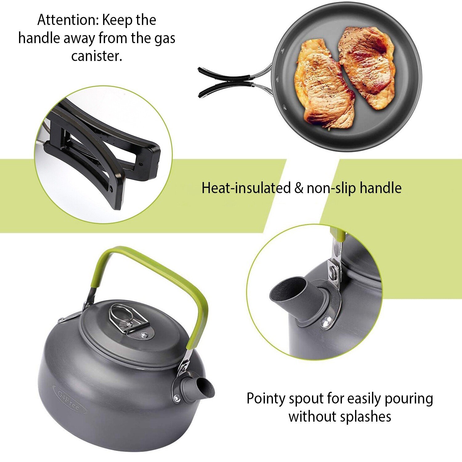 12pcs Outdoor Camping Backpacking Cookware Picnic Pot Cups Pan Kettle Fork Set - Image 3