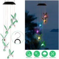 Solar String Lights Hummingbird Wind Chimes Color Changing Christmas Decor Light