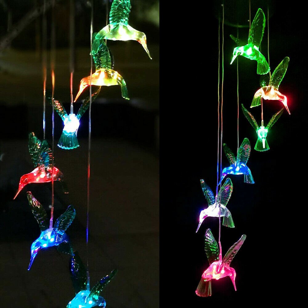 Solar String Lights Hummingbird Wind Chimes Color Changing Christmas Decor Light - Image 2