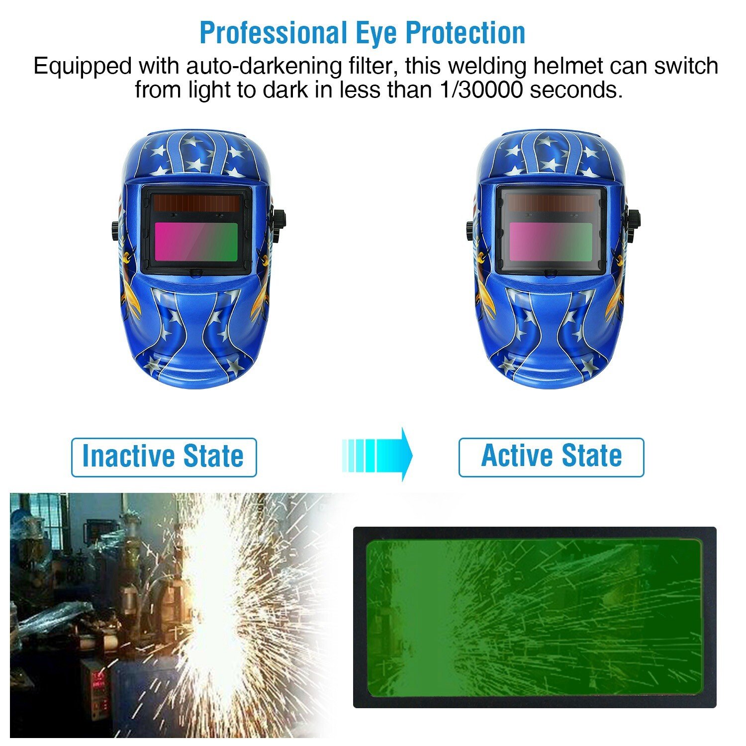 Pro Solar Auto Darkening Welding Helmet Arc Tig Mig Certified Hood Grinding - Image 3