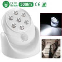 7-LED Adjustable Motion Activated Sensor Light Rotation Cordless Wall Lamps