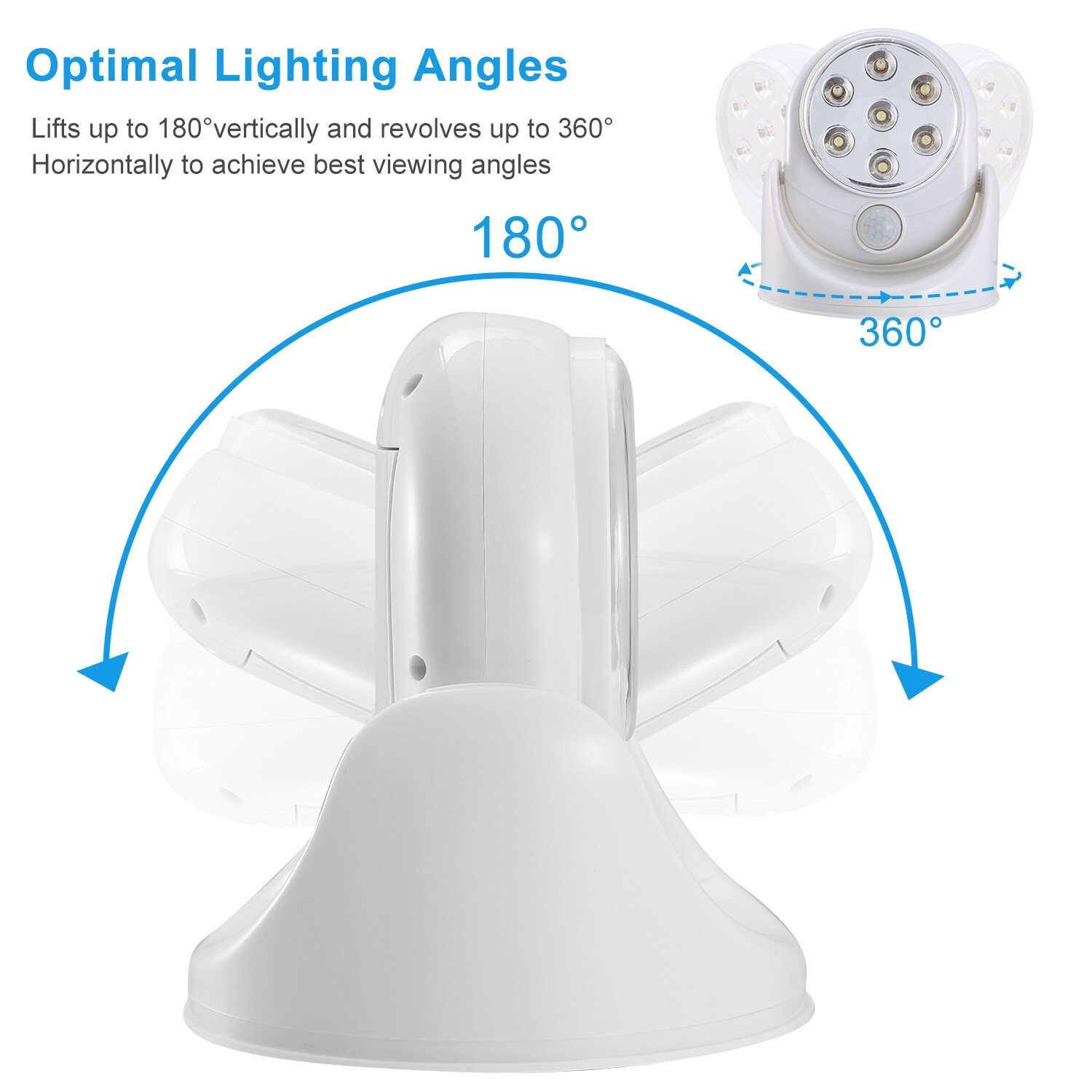 7-LED Adjustable Motion Activated Sensor Light Rotation Cordless Wall Lamps - Image 5
