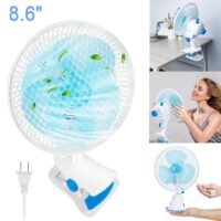 Personal Clip On Fan 4FT Cord Clamp Fan Adjustable Tilt Auto Shaking Wall Mount