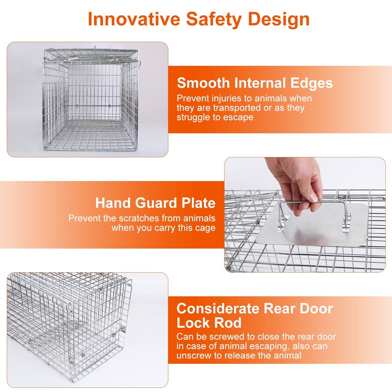 Large Humane Live Animal Trap Control Steel Cage 31"x11"x12" Raccoon Skunk Cat - Image 5