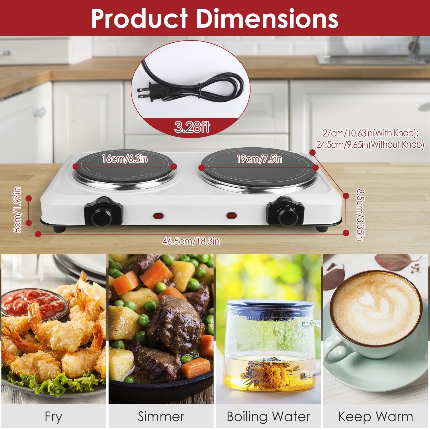 Portable Electric Infrared Dua Burner Stove Hot Plate 1800W Countertop Hotplate - Image 4