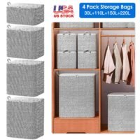 4pcs Non Woven Bag ​Closet Wardrobe Sorting Basket Storage Save Space Organizer