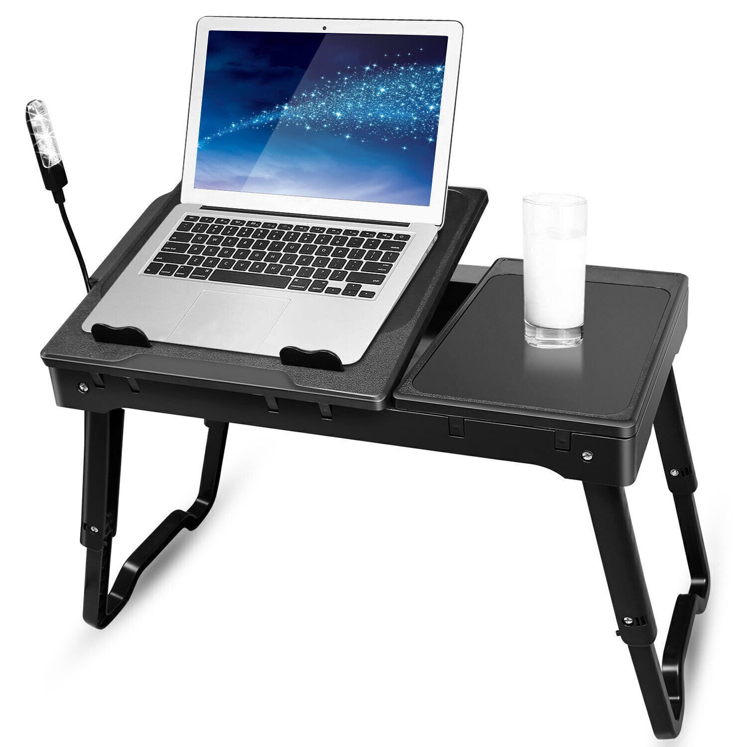 Laptop Desk Stand Table w/Fan for Bed with LED Light & 4 USB Ports & Mouse Pad - Image 2